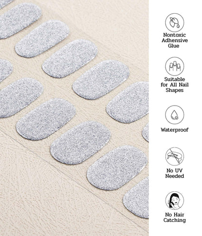 ruyeefam Nail Polish Strips – 22 Pcs Salon-Quality Gel Nail Wraps (Lunar Surface Light Grey)