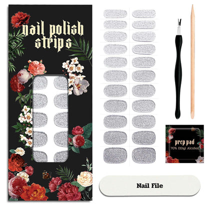 ruyeefam Nail Polish Strips – 22 Pcs Salon-Quality Gel Nail Wraps (Lunar Surface Light Grey)