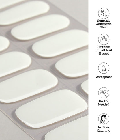 Ruyeefam Nail Polish Strips – No UV Lamp Needed, 22 Pcs Salon Gel Nail Stickers (Moonlight White)