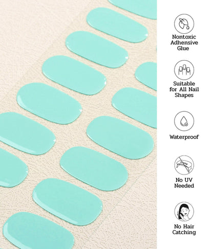 ruyeefam Nail Polish Strips – No UV Lamp Needed, 22 Pcs Mint Smoothie Green Gel Nail Wraps