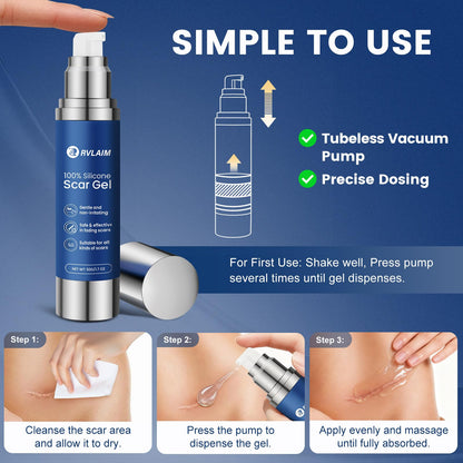 Rvlaim 100% Silicone Scar Gel – Advanced Scar Care, 1.7 oz (50 ml)