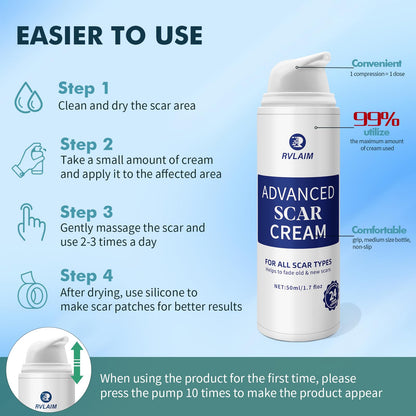 Rvlaim Silicone Scar Gel – Advanced Scar Cream for Surgical Scars, Acne Marks & More (1.7 fl oz)