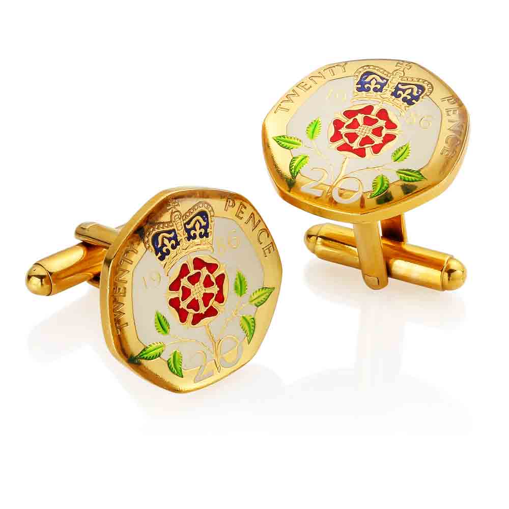 Twenty Pence (1982-2007) - Enamelled Coin Cufflinks