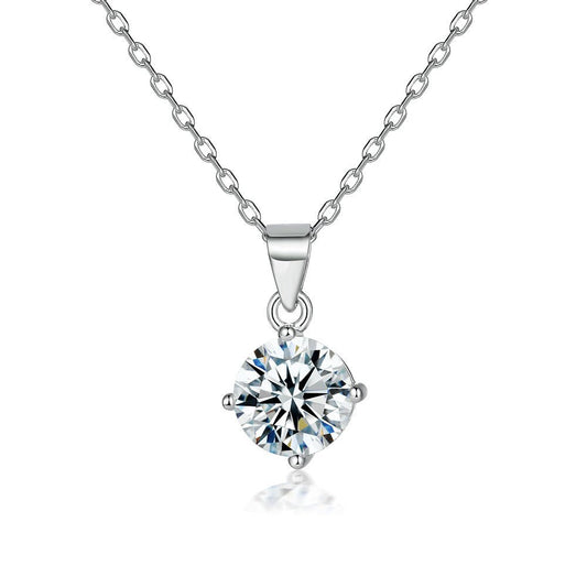 S925 Sterling Silver Necklace with Simple Zircon Pendant