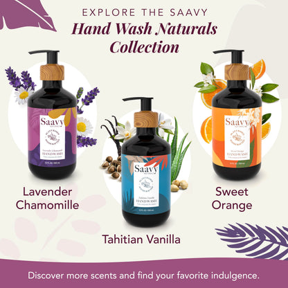 Saavy Naturals Hand Wash – Plant-Based Aloe Vera & Shea Butter, Lavender Chamomile, 12 fl oz (2-pack)