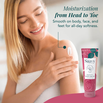 Saavy Naturals Deeply Hydrating Body Cream – Bulgarian Rose, 2 x 8.5 oz, Plant-Based & USA Made
