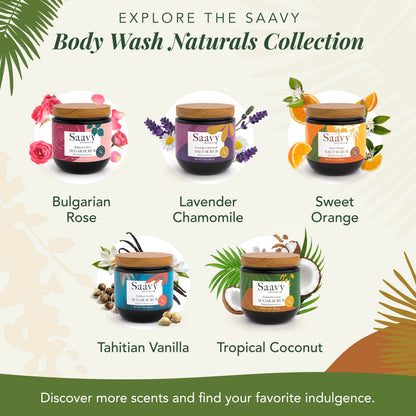 Saavy Naturals Body Scrub – Tropical Coconut Sugar Exfoliator, Vegan & Natural, 12 oz – Made in USA