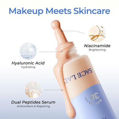 SACE LADY Bare Touch Skin Tint SPF30 – Skin-Like Serum Tint, 16HR Wear (#04 Beige Glow)