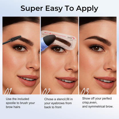 SACE LADY Eyebrow Stamp Kit – Natural-Looking Brows, Waterproof & Long-Lasting, 10 Reusable Stencils, 0.07 Oz #02 Dark Brown