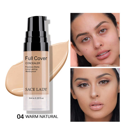 SACE LADY 3 Pack Pro Full Cover Liquid Concealer – Waterproof Matte Finish, Warm Natural