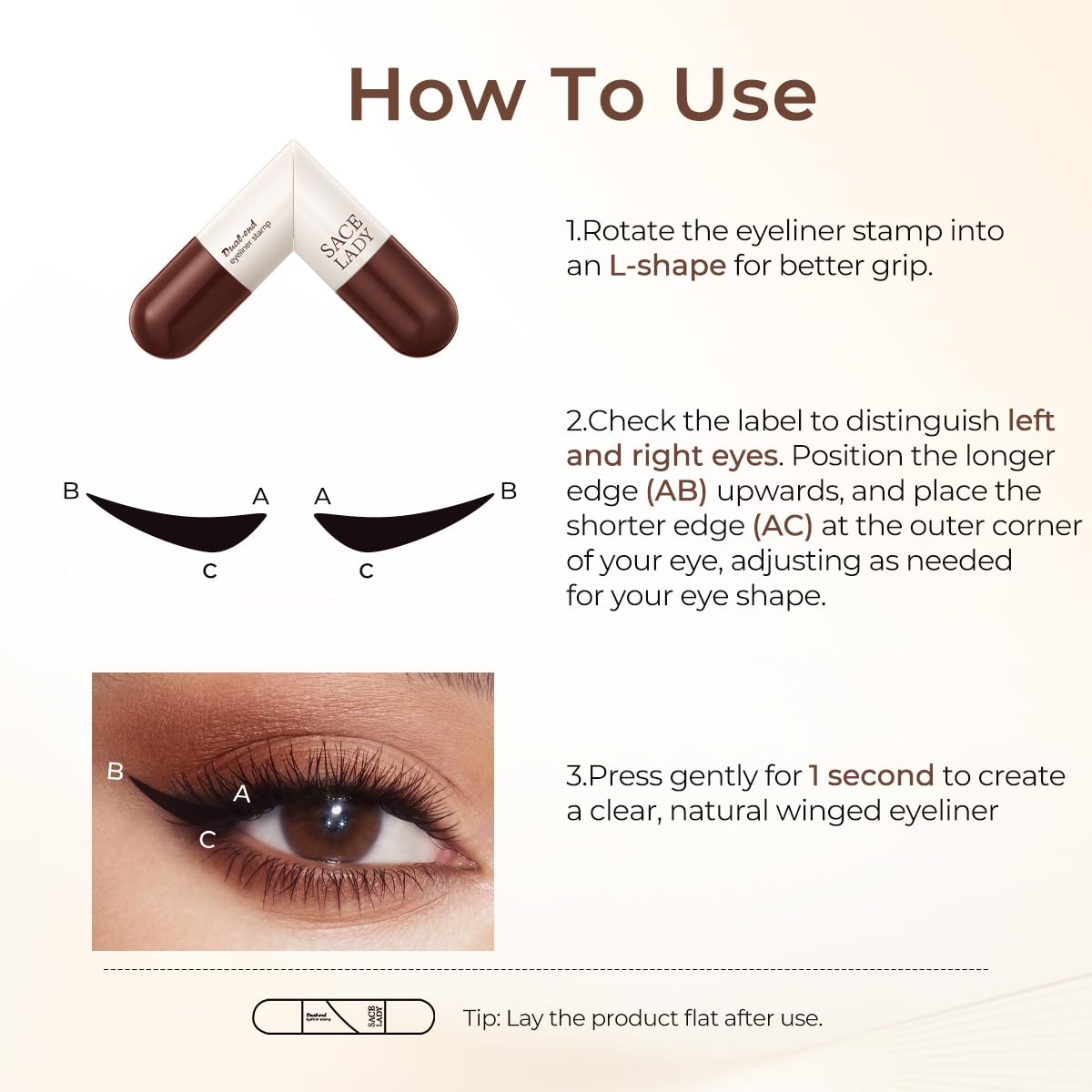 SACE LADY Dual-Ended Eyeliner Stamp – Perfect Winged Eyeliner, Waterproof & Smudge-Proof (01 Black)