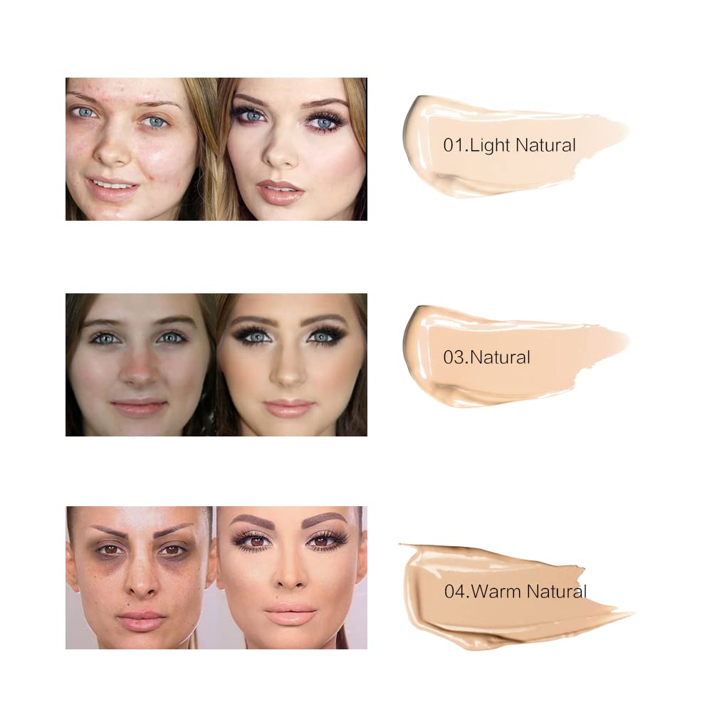 SACE LADY 3-Pack Pro Full Cover Liquid Concealer – Waterproof Matte Finish, Natural