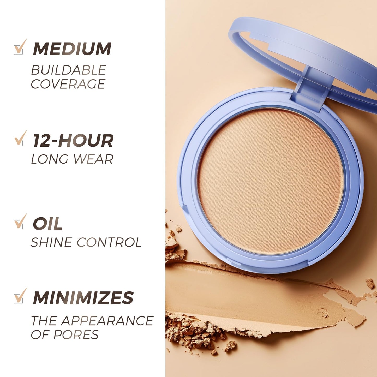 SACE LADY Face Powder Waterproof – Matte Setting Powder, Shine Control, 0.35oz (#03)