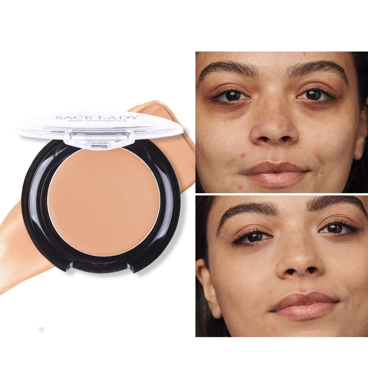 SACE LADY Waterproof Full-Coverage Concealer Kit with Primer Sponge | Matte Foundation for Face, Eyes & Acne Scars
