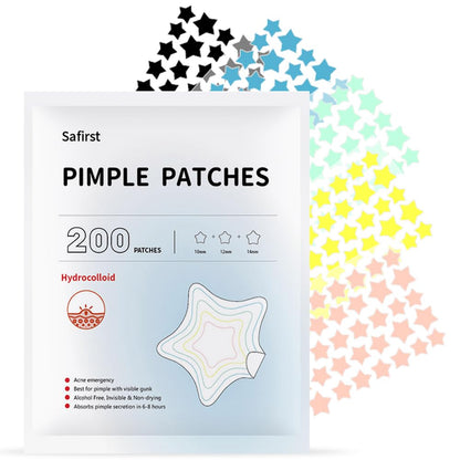 Safirst Star Acne Patches – Hydrocolloid Pimple Patches, 3 Sizes, 200 Count