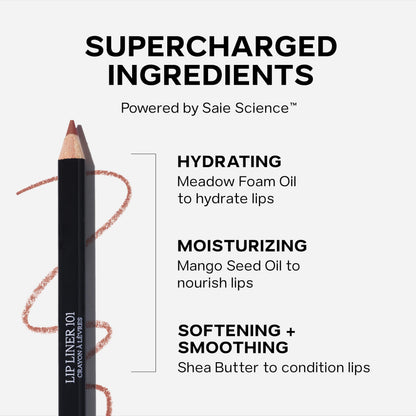 Saie Lip Liner 101 – Creamy Soft Matte Pencil with Shea Butter & Jojoba Oil (Flirt)