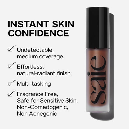 Saie Slip Tint Radiant Cream Concealer & All-Over Face Makeup - Shade 6 | Hydrating, Lightweight Coverage