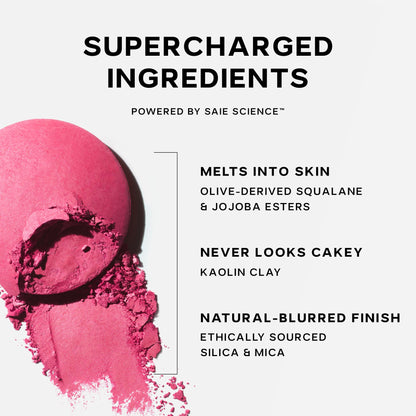 Saie SuperSuede Baked Blush - Talc-Free Hydrating Cheek Color with Hyaluronic Acid