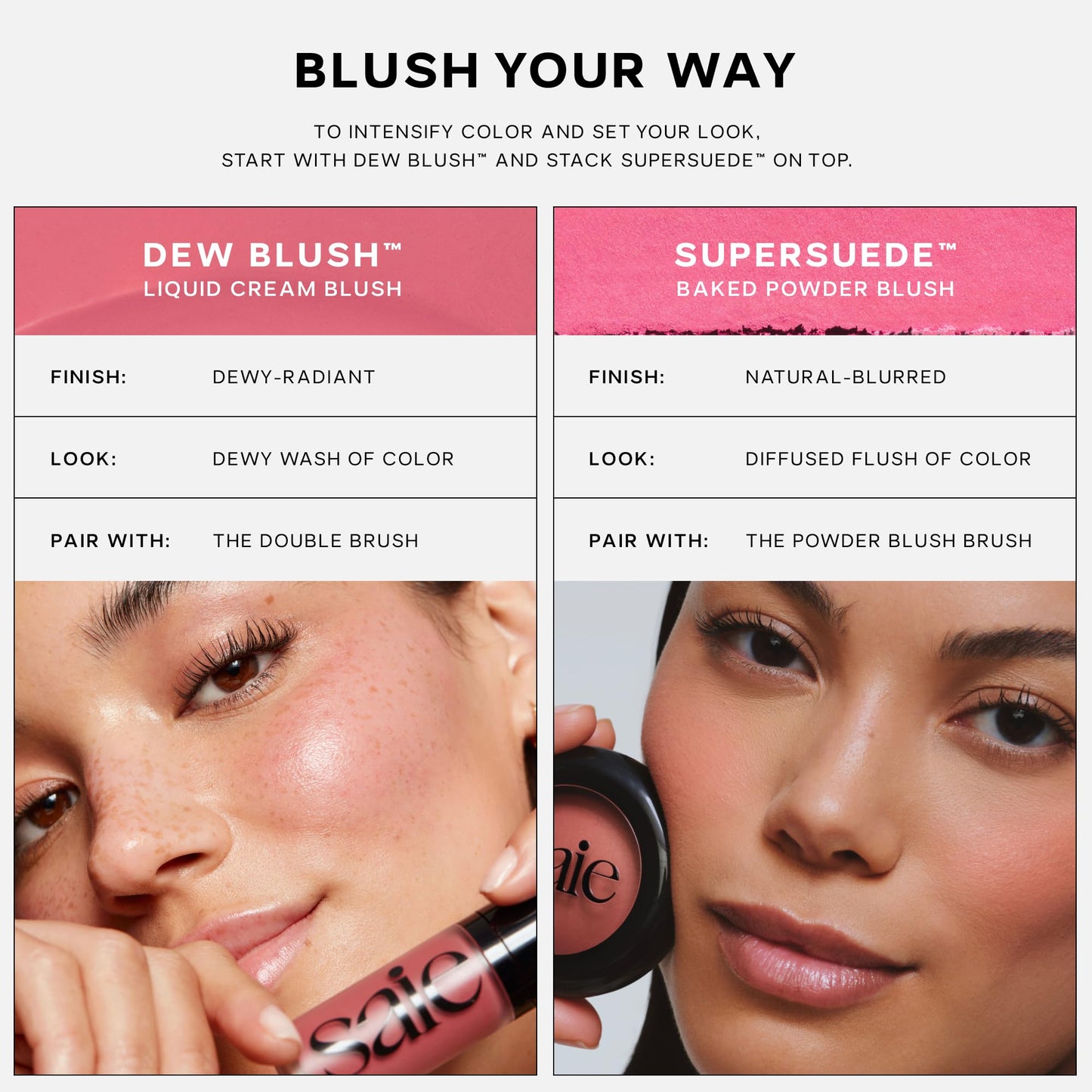 Saie SuperSuede Baked Blush – Talc-Free Hydrating Cheek Color with Hyaluronic Acid (Bella, 0.1 oz)