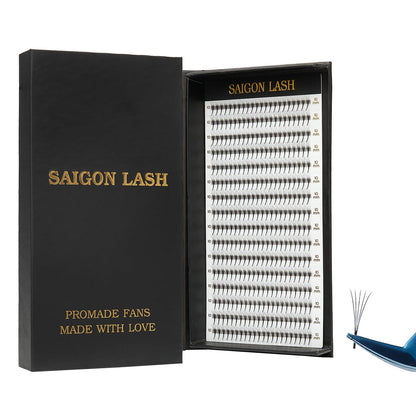 SAIGON LASH Wispy Promade Fans 3D-5D-6D-8D | Narrow Base Laser Tech Eyelash Extensions, Black D 0.07 7mm 5D