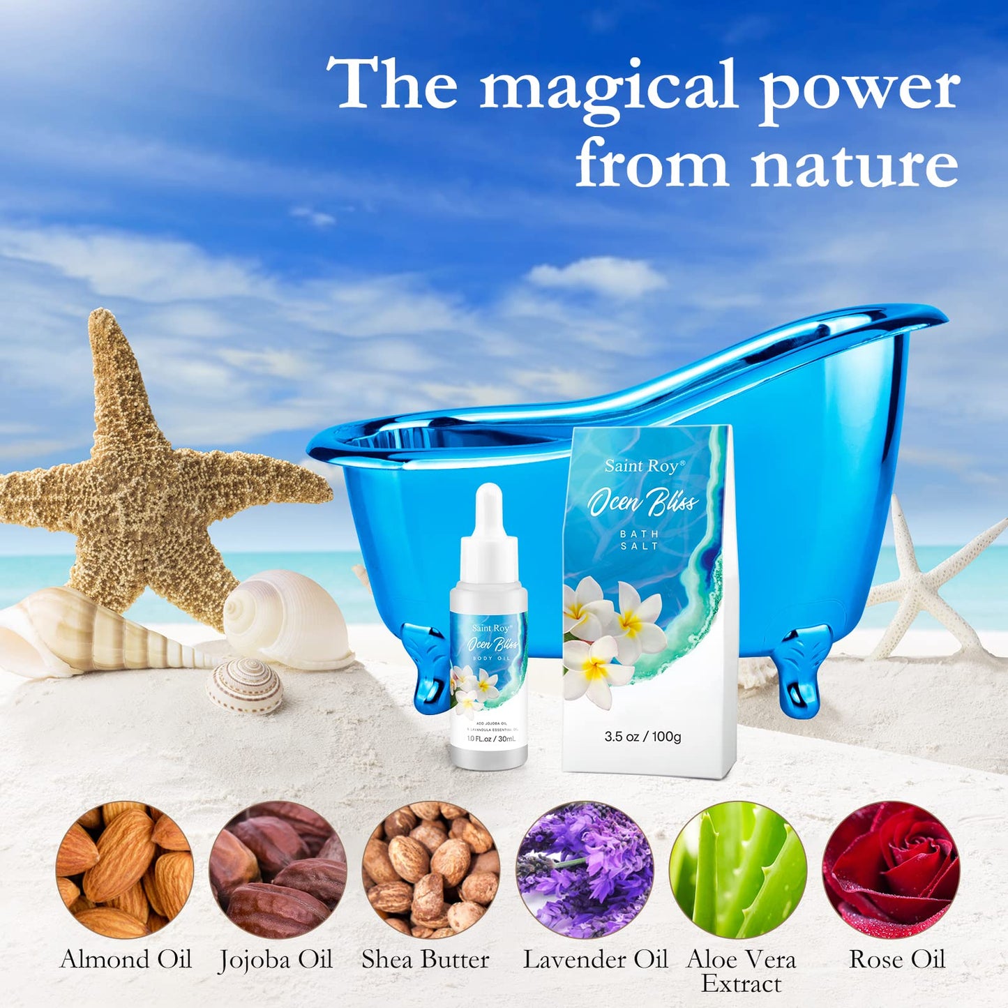 Saint Roy Ocean Vanilla Bath & Body Gift Set – 8-Piece Luxury Spa Kit