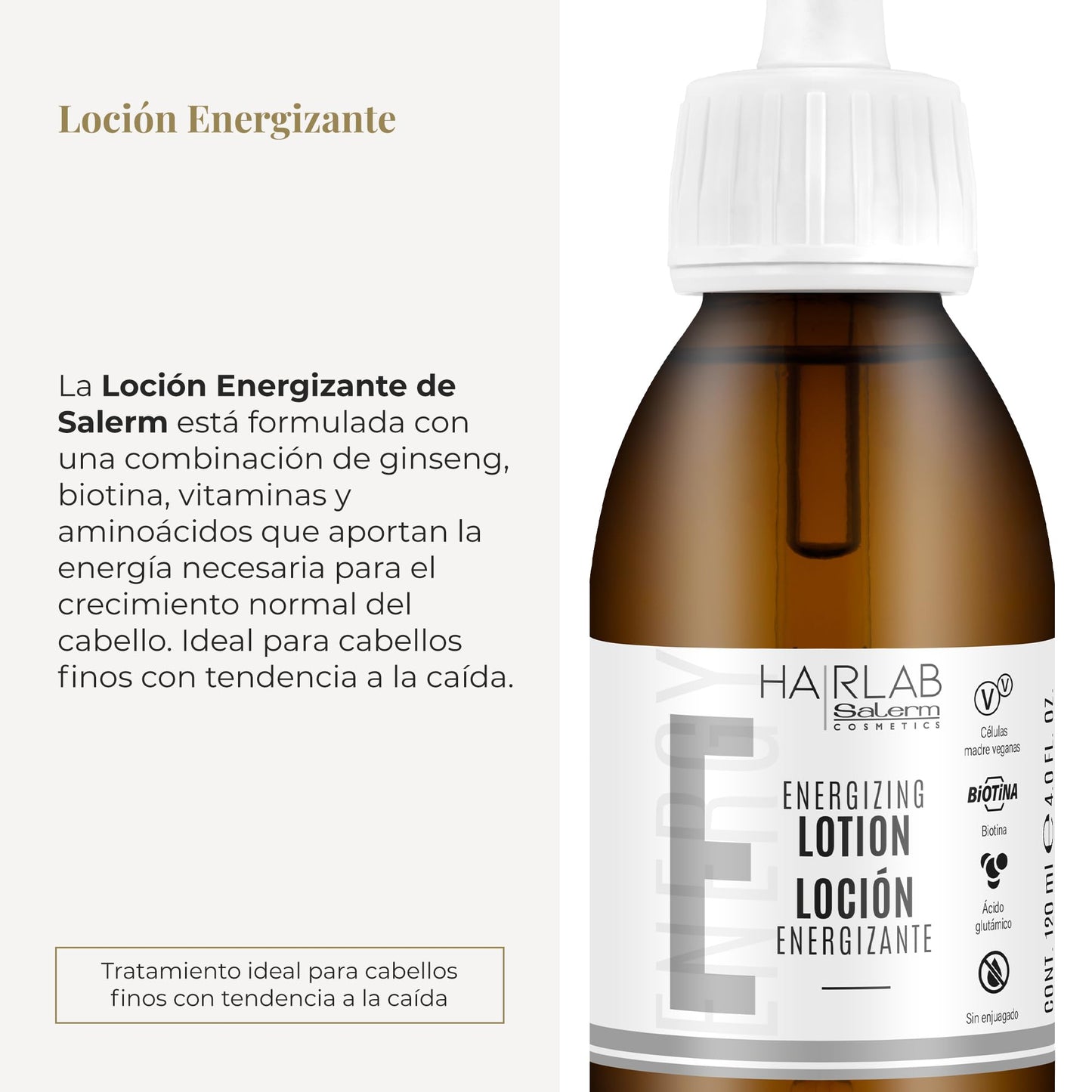 Salerm Hairlab Energizing Lotion – Clinically Tested Hair Strengthener, 4.0 oz for Fine, Thinning Hair