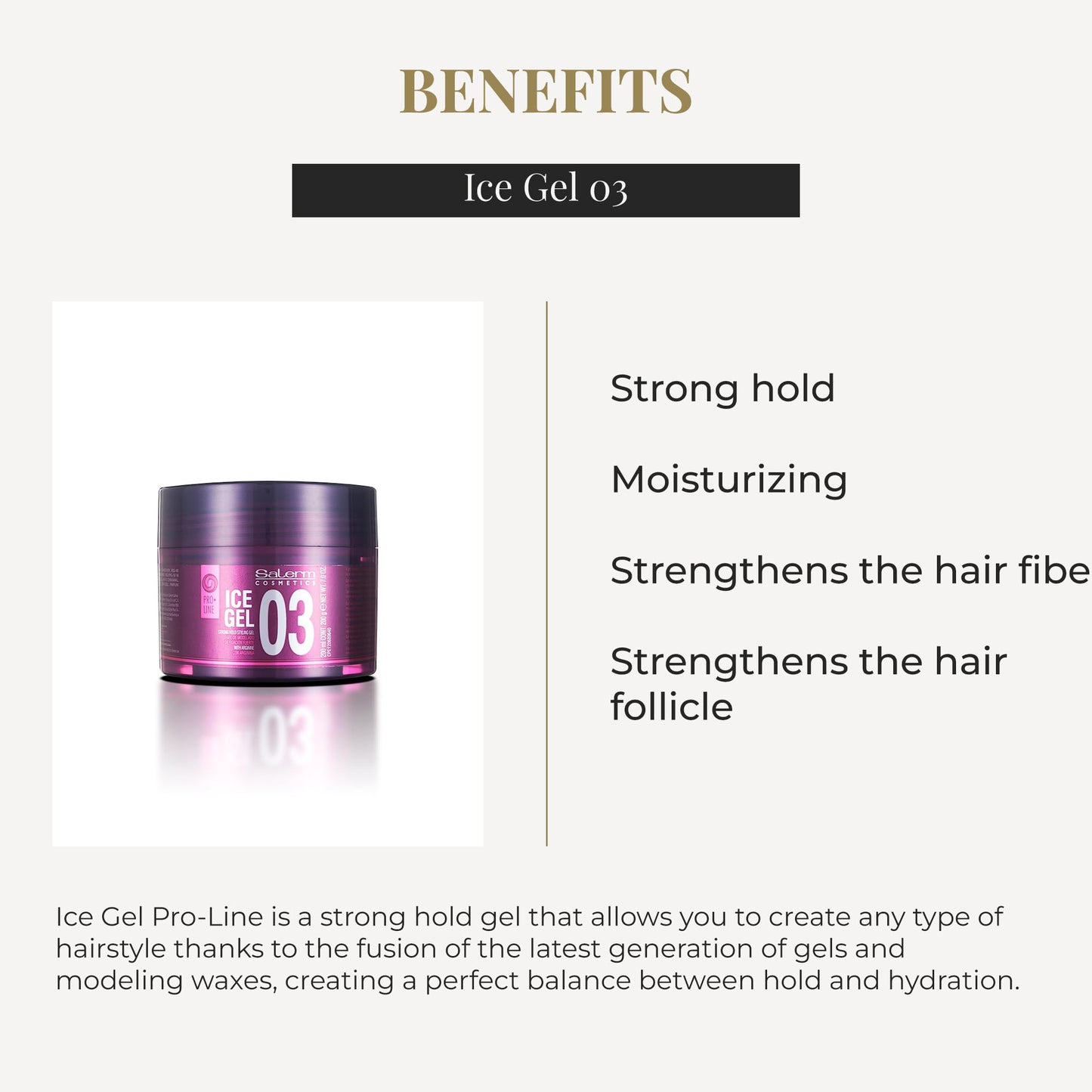 Salerm Ice Gel 03 – Strong Hold Wet Look Hair Gel (200 ml)