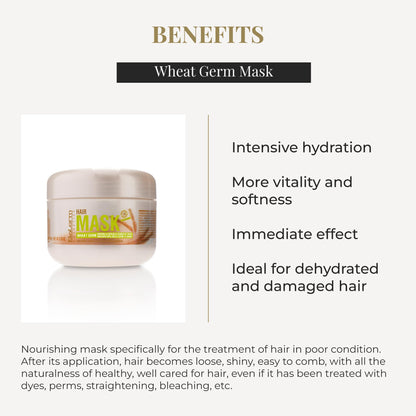 SALERM Nourishing Hair Mask with Wheat Germ – Deep Hydration for Dry & Damaged Hair | 6.74 oz