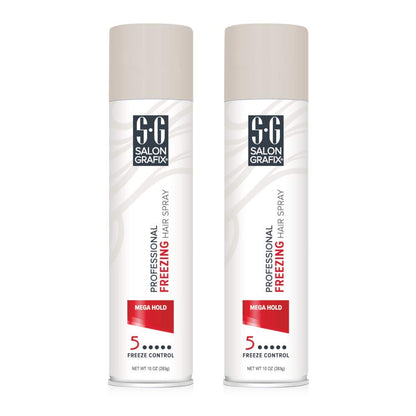 Salon Grafix Freezing Mega Hold Hairspray 10oz (295ml) – Quick-Dry, Mega Hold (2 Pack)