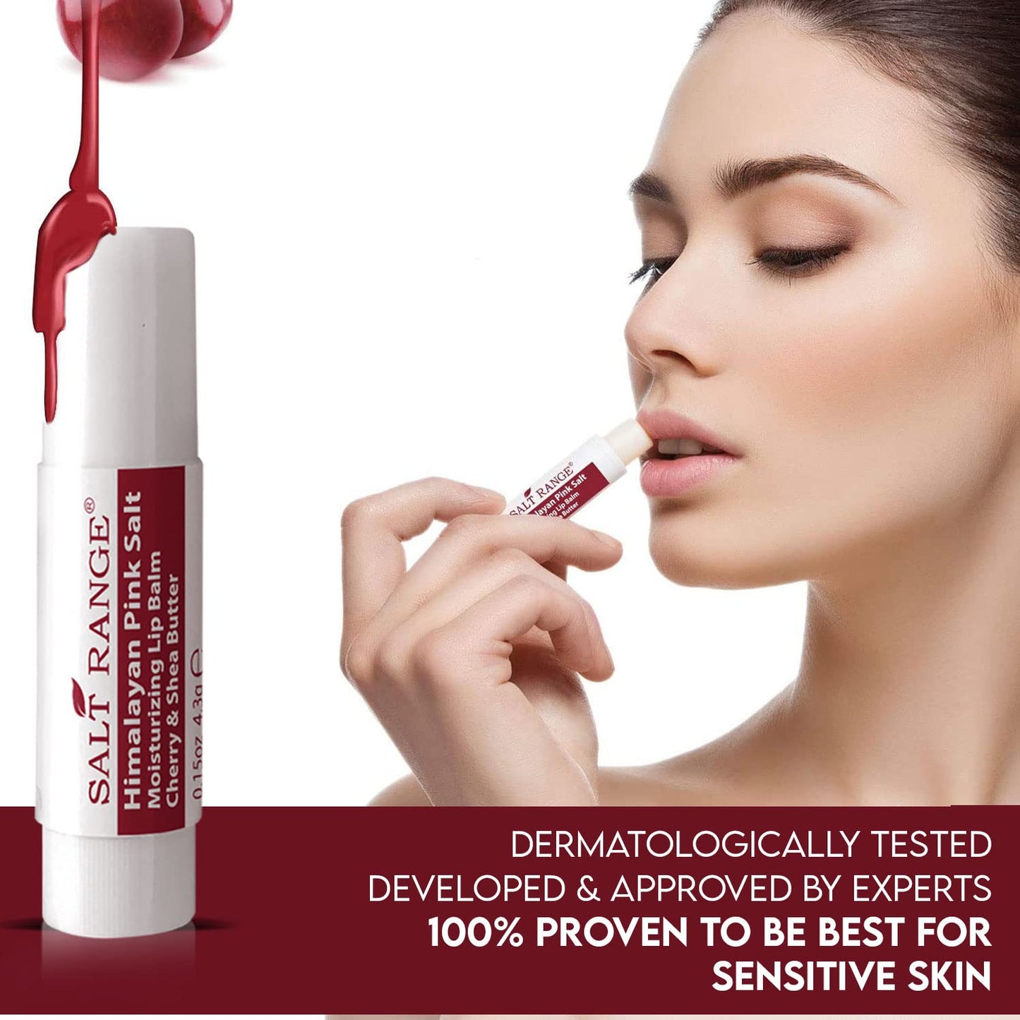 Salt Range Lip Balm with Cherry & Shea Butter – Hydrating Organic Lip Moisturizer, 12-Count Pack