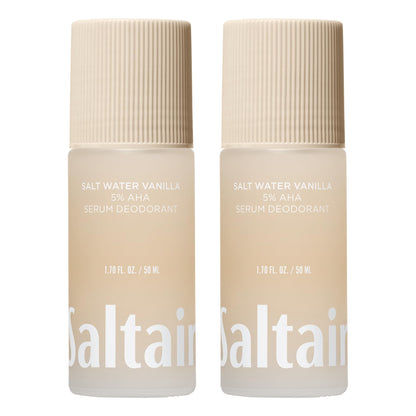 Saltair Serum Deodorant Salt Water Vanilla 2 Pack — 5% AHA Formula, Aluminum-Free Odor Control