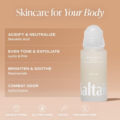 Saltair Serum Deodorant Santal Bloom – 2 Pack, 5% AHA, Aluminum-Free Odor Protection