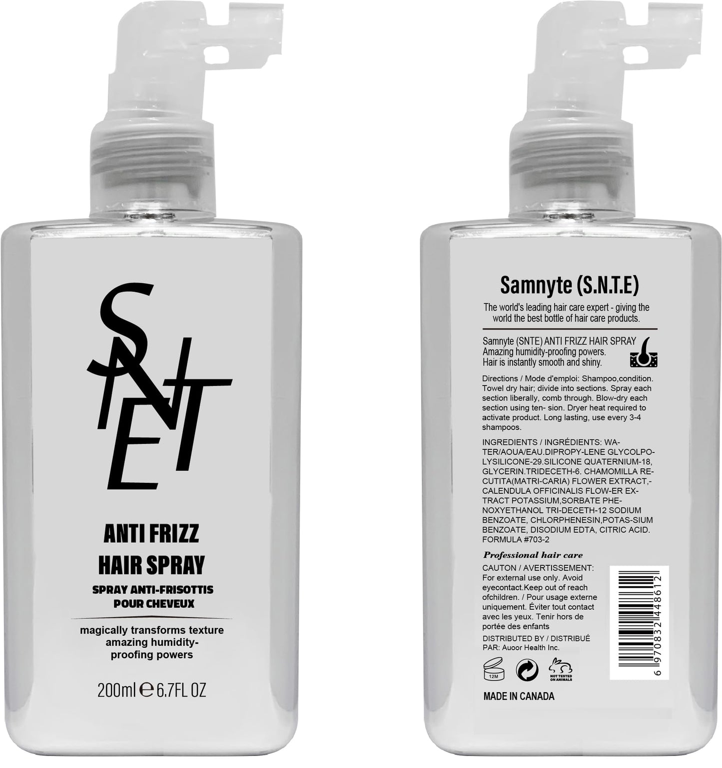 Samnyte Anti Frizz Anti-Humidity Smoothing Spray for Frizz Control, Hair Shine, and Split End Repair - 6.7 fl oz