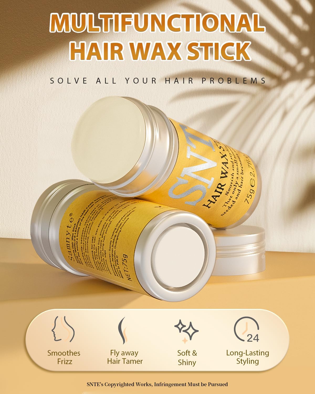 Samnyte Hair Wax Stick 5-Piece Set – Flyaway Tamer, Edge Control, Smoothing for Women, Teens & Kids