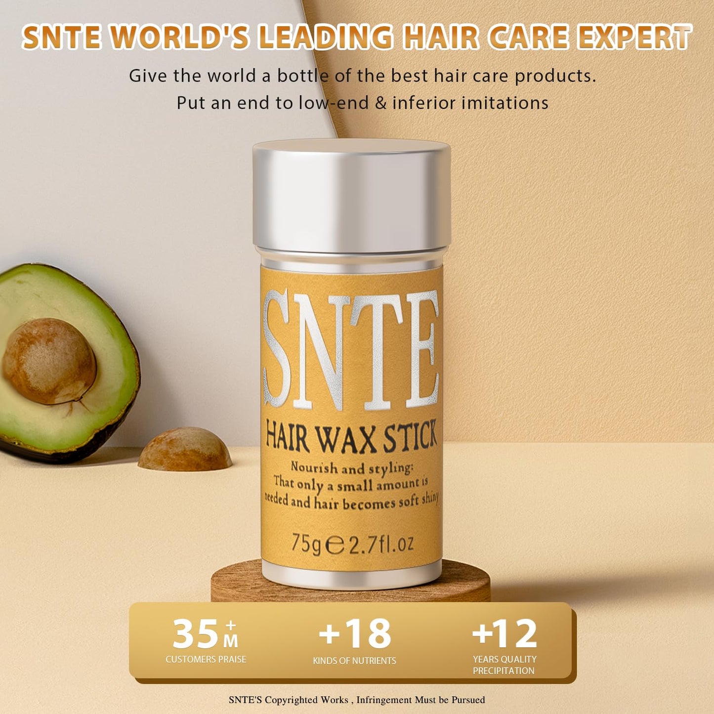 Samnyte Hair Wax Stick – 3pcs, Frizz Control, No Residue, Non-Greasy (2.7 oz)