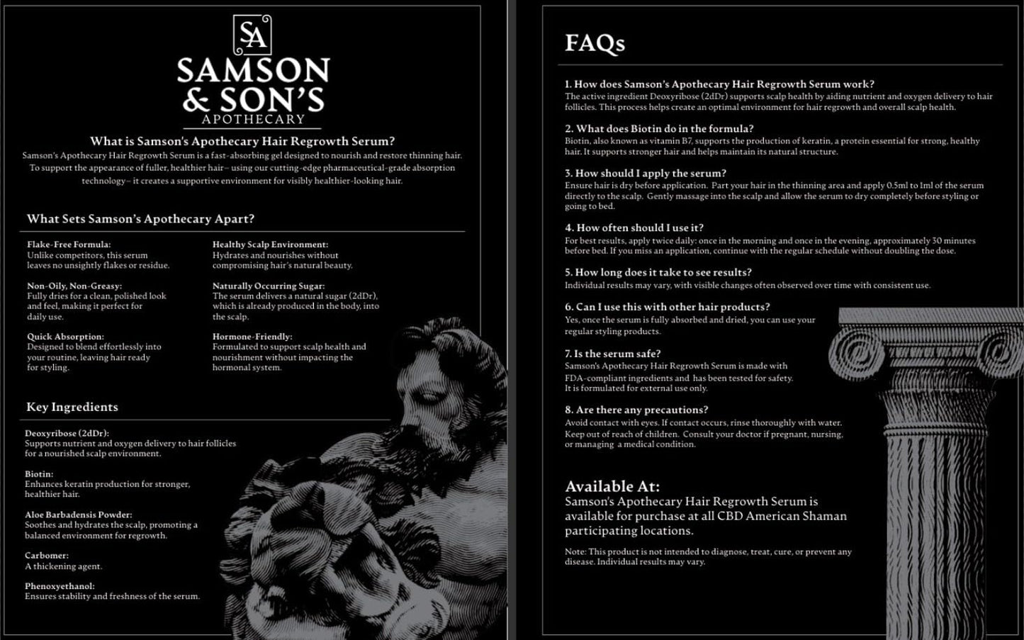 Samson & Son's Hair Regrowth Serum – Deoxyribose 2dDr 1% (60mL) | Samson's Apothecary