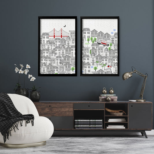 San Francisco print  | Set of 2 wall art travel posters