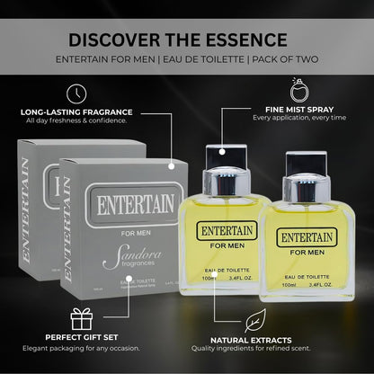 Sandora Fragrances Entertain for Men Duo – 2 × 3.4 fl oz Eau de Parfum