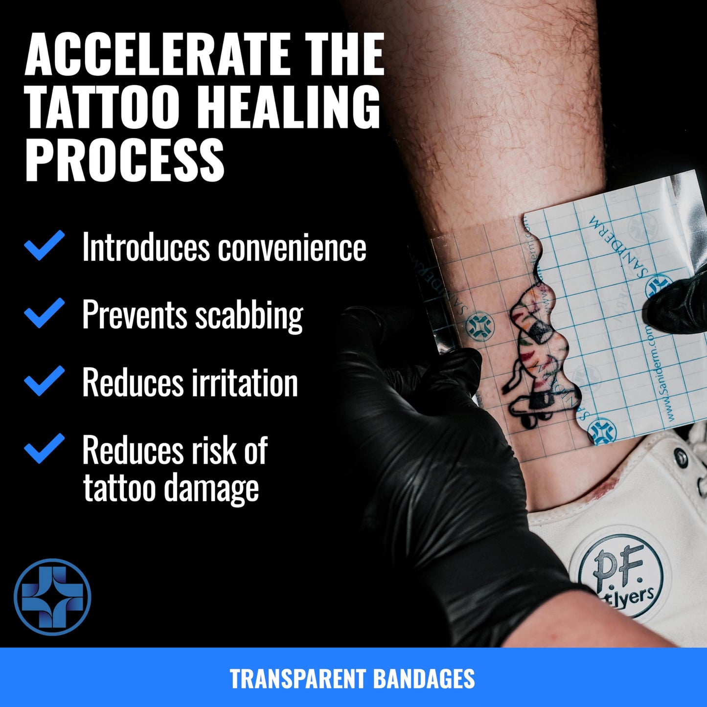 Saniderm Tattoo Aftercare Bandage – 3 Sheets (Medium Pack, 6 x 8 in) | Sterile, Waterproof, Latex-Free