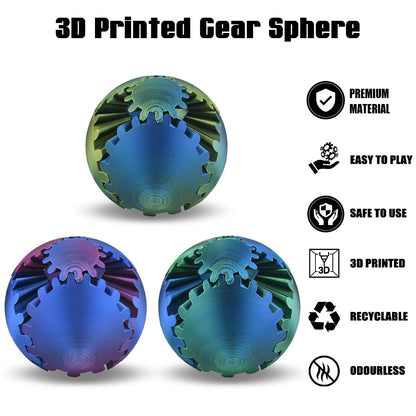 SANSGOUP Gear Sphere: 3D Printed Gearsphere Fidget Ball for Stress Relief, Focus, and Fun