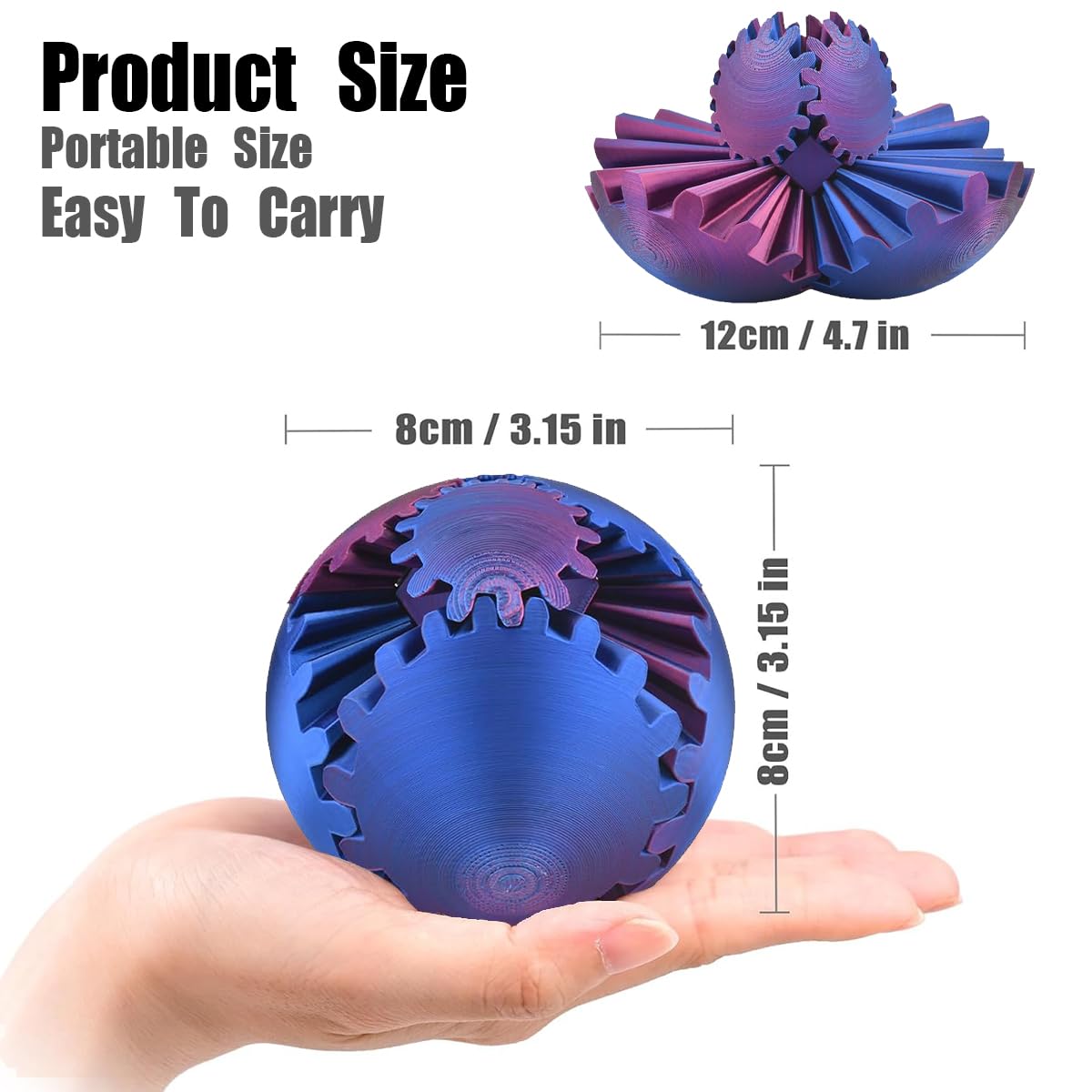 SANSGOUP Gear Sphere: 3D Printed Gearsphere Fidget Ball for Stress Relief, Focus, and Fun