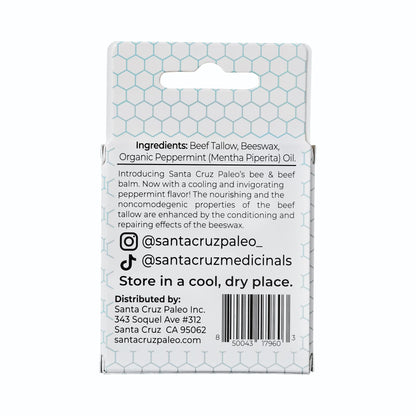 Santa Cruz Paleo Grass Fed Beef Tallow & Beeswax Peppermint Lip Balm – 4 Pack, Hypoallergenic & Long-Lasting