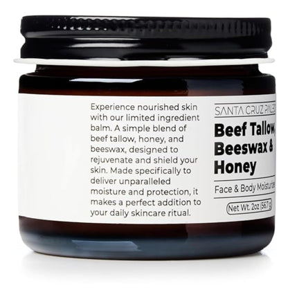 Santa Cruz Paleo Beef Tallow Honey Moisturizer — Unscented, Non-Comedogenic, 2 oz