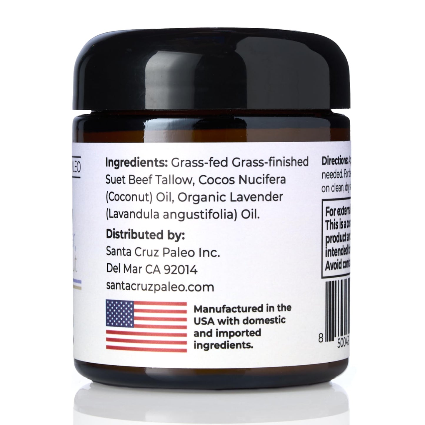 Santa Cruz Paleo Suet Tallow Moisturizer – Lavender & Coconut | Organic, Grass-Fed Skin Care (3.5 oz)