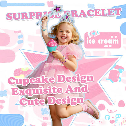 Santrela Cupcake Bath Bombs for Kids – 8-Pack Gift Set with Surprise Jewelry Inside