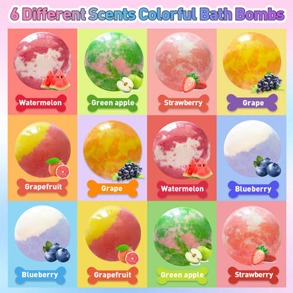Santrela Kids Bath Bombs with Surprise Inside – 12pc Gift Set with Mermaid Toys & Hair Clips