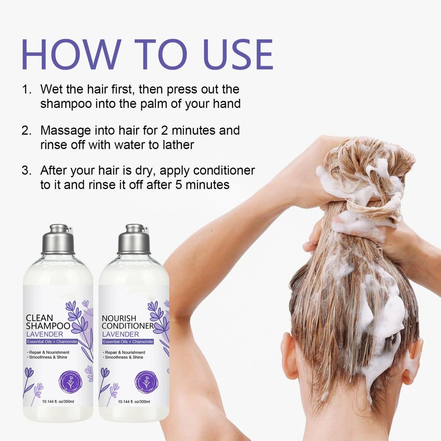 SANZHUAN Lavender Shampoo & Conditioner Set – Strengthen, Hydrate & Shine Hair