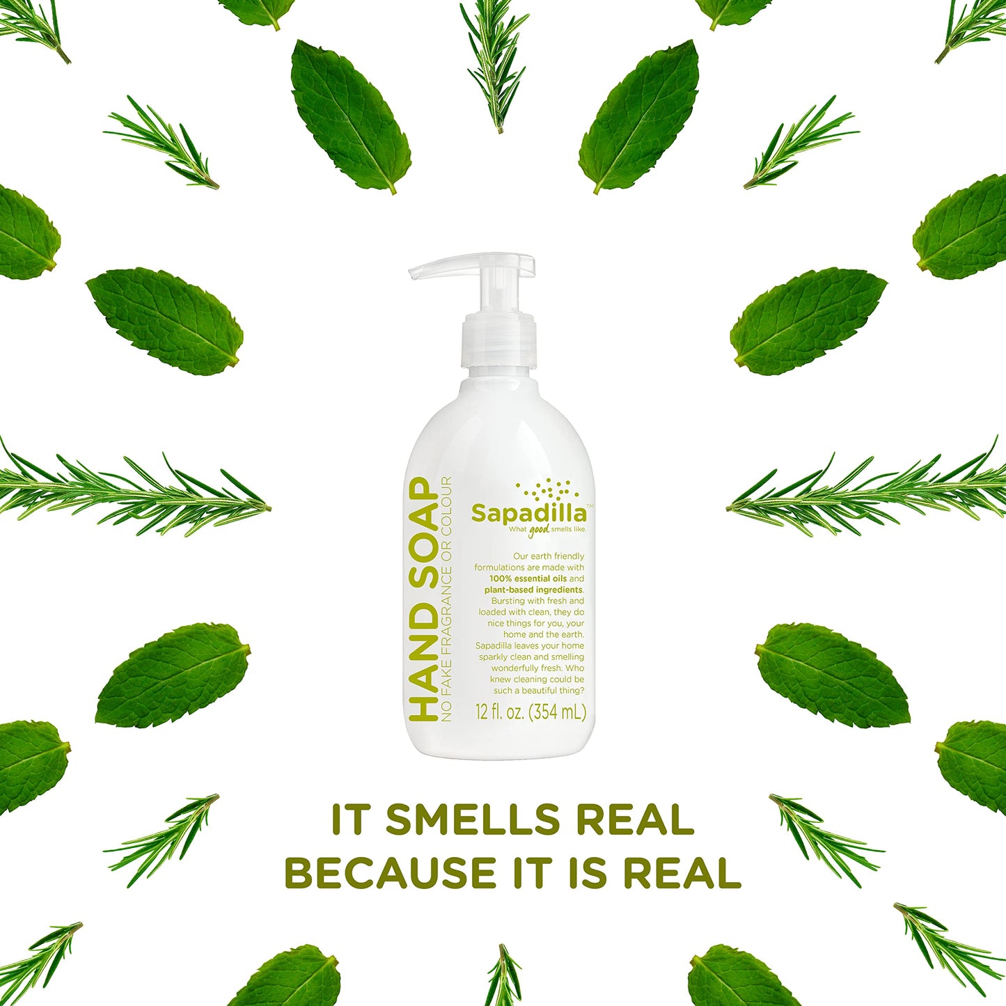 Sapadilla Rosemary + Peppermint Liquid Hand Soap | 12 oz x2 Pack – Plant-Based, Biodegradable