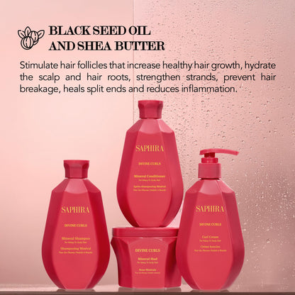 Saphira Divine Curls Shampoo & Conditioner Duo (34oz/1 Liter) – Hydrating Curl Care