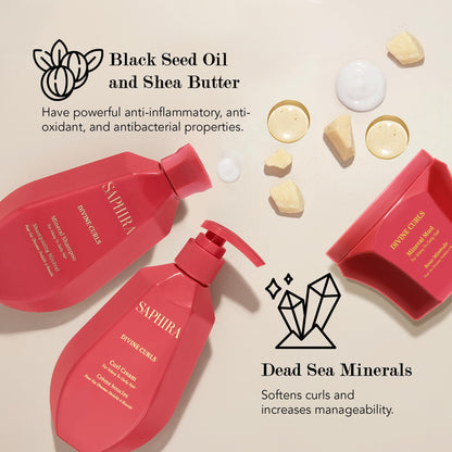 Saphira Divine Curls Kit – Shampoo, Mud, and Curl Cream for Curly Hair